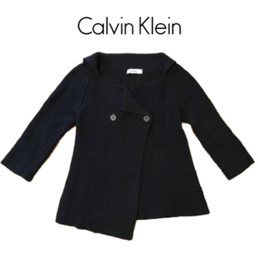 Calvin Klein Asymmetrical 3/4 Sleeve Cotton Sweater